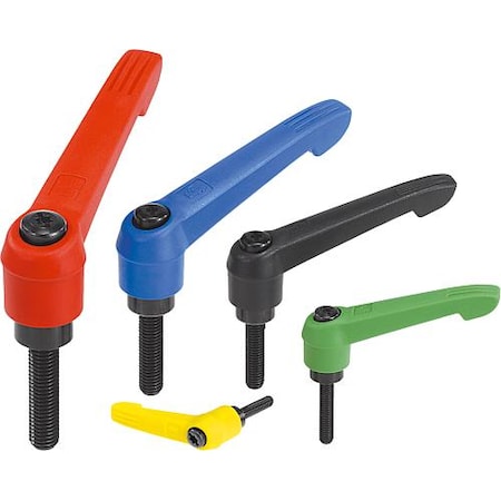 Kipp Adjustable Handle, 10-24 threads x 30 mm long, stainless, handle black K0270.1A01X30